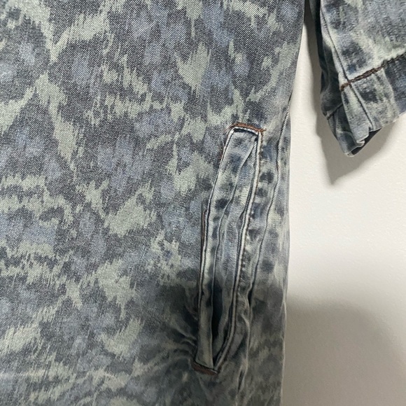 Anthropologie Cloth & Stone Dress Womens Medium Gray Blue Green Camo Casual Boho - Picture 11 of 13